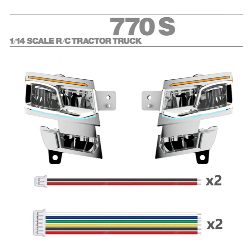 770S LED 5V نظام الإضاءة الأمامية ل 1/14 Tamiya مركبة يتم التحكم بها عن بُعد سكانيا 770S 8X4 56368 56371 Nooxion MFC-03 اكسسوارات السيارات #1
