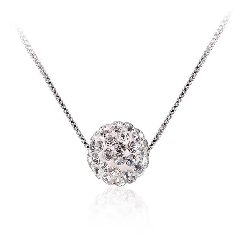 Simple Rhinestone Silver Color Small Ball Pendant Shiny Choker For Women Short Chain Neck Jewelry Clavicle Necklace Fashion Gift