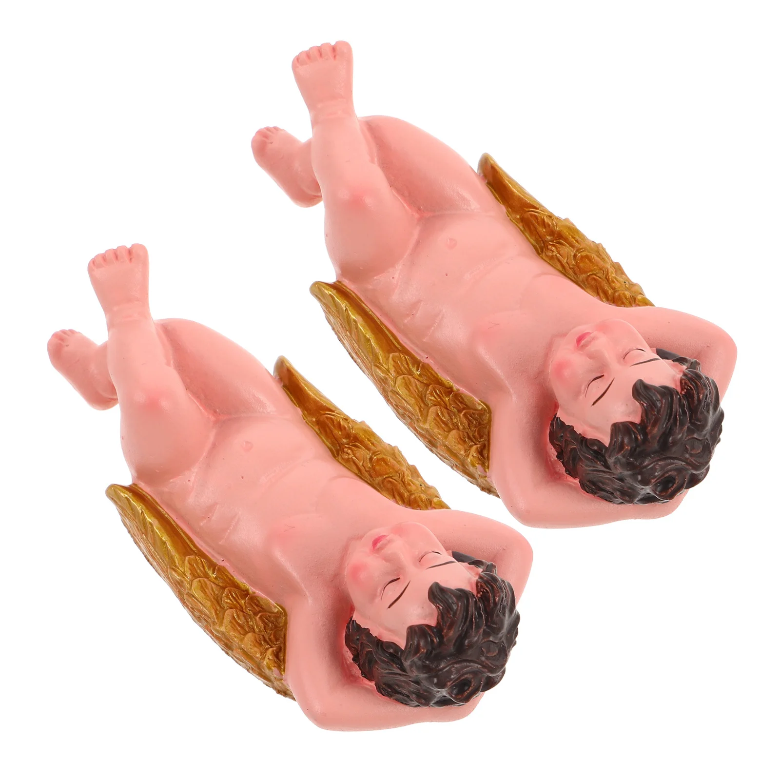 Statue de cupidon créative en résine, 2 pièces, décoration de jardin extérieur, Mini Sculpture pour fleurs, voie, caractéristique d'eau, Design de paysage