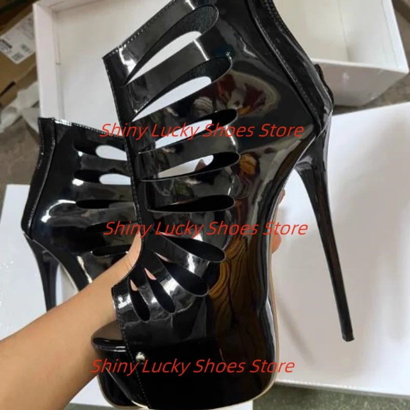 

Полые туфли для женщин, женские туфли на высоком каблуке с открытым носком, на платформе, женские швейные линии, Tacones, лакированная кожа, Chassure Femme, плиссированные