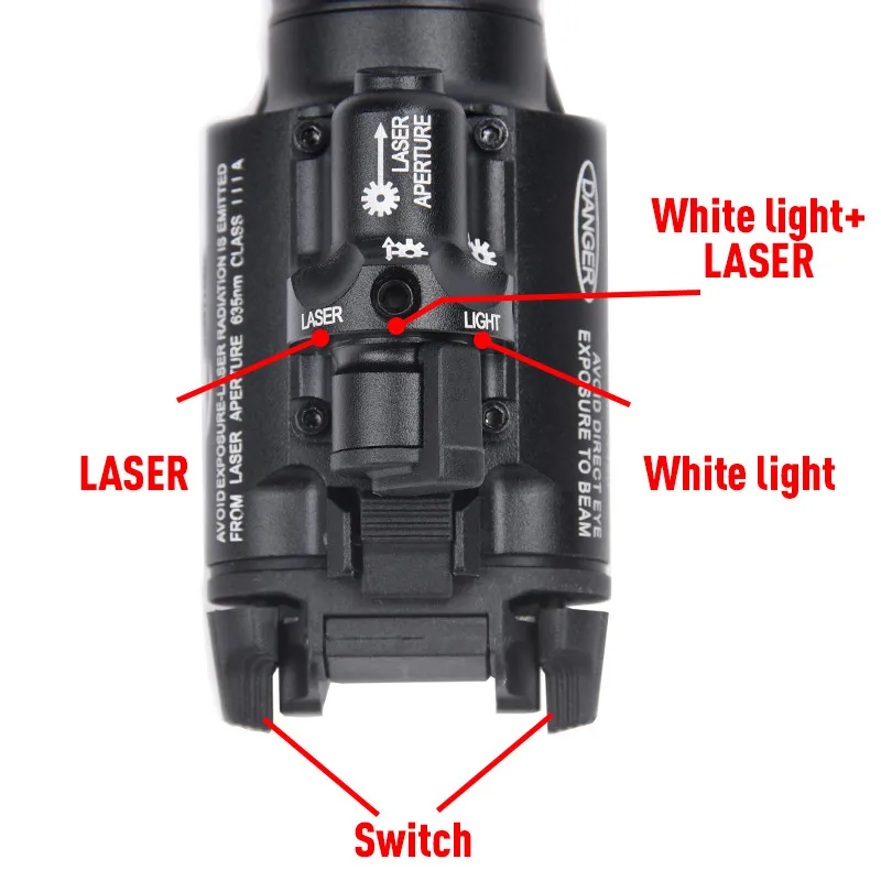 Surefir X400 Tactical Airsoft Hanging Weapon Scout Light 600lumens LED Pistol Flashlight With Green Red Laser indicator X300