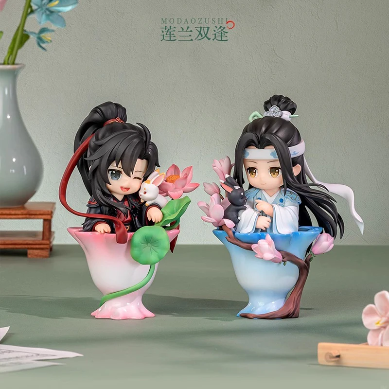 

Original Hot Mo Zao Zu Shi Anime Peripheralrich Blind Box Porcelain Rim Flower Language Series Q Versionn Weiwuxian Lanwangji