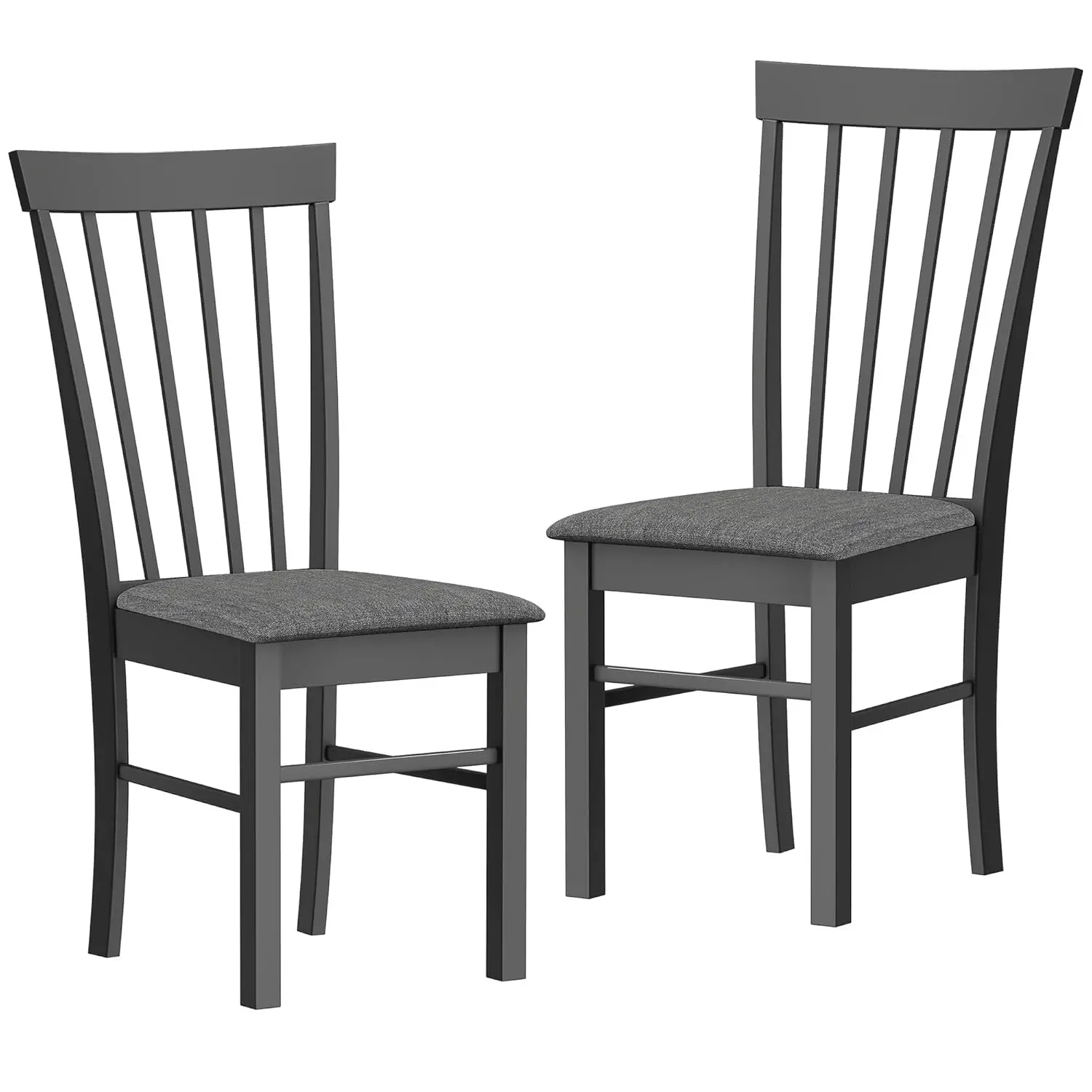 

Wooden Dining Set of 2, Farmhouse Upholstered Kitchen Chairs with Rubber Wood Frame for Living Room, Dining Room, Black a