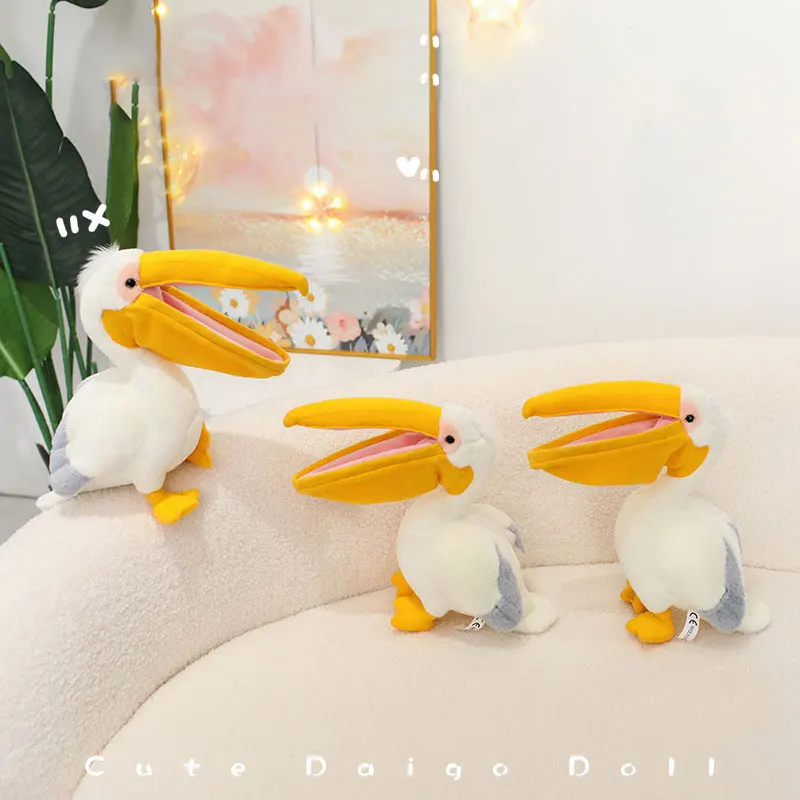 White Pelican Creative Zebra Statue Crafts Cute Pelecanus Animal Model Home Decor Ornaments