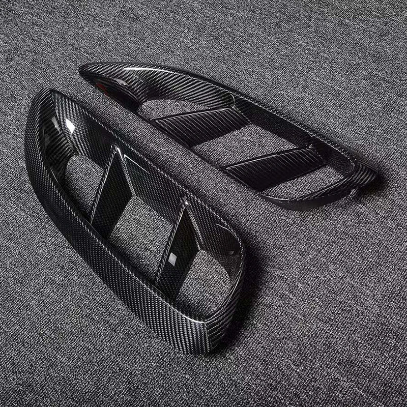 2pcs Car Carbon Fiber Fenders Trim Side Air Vent Cover Refitting for Porsche 982 718 Cayman/Boxster 2016-UP