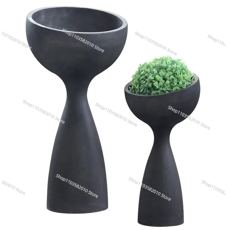Modern design irregular shape large size high cement flowerpot for home garden decoration