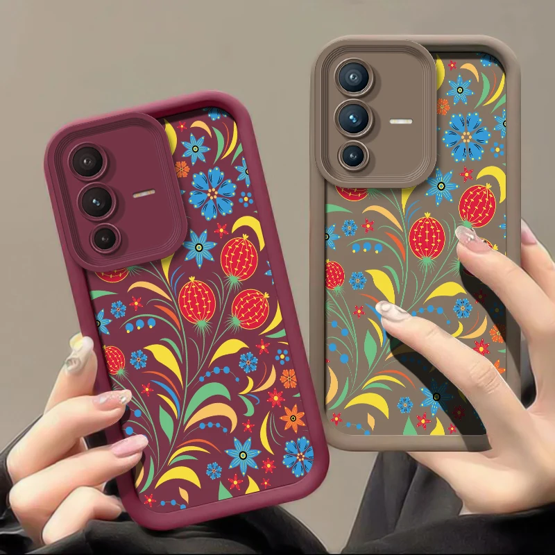 Flower Phone Case For Vivo V70 FE V60 Lite V50 V40 Pro V27 V25 V23 V20 V21 V30 SE V30E V29E Shockproof Silicone Matte Cover view 2