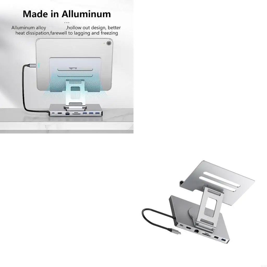

Foldable USB C Dock Stand Adjustment With PD100W Charging Networking 3.5mm Port HX5E