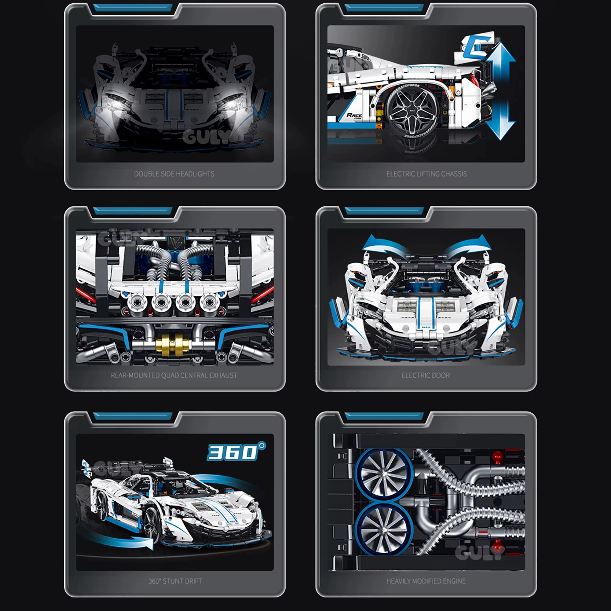 

Creative GULY10652 MOC Tech Drift Car Building Blocks, City DIY 1:10 Remote Control Car 2138Pcs Assembly Model Brick Toy Gift