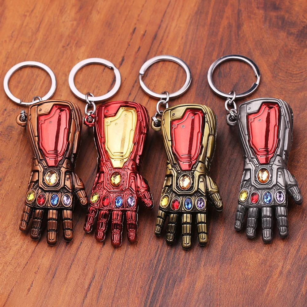 Marvel Iron Man Infinity Glove Pendant Key Holder Avengers Infinity Stones Weapon Keychain Accessories Gifts For Fans Toys