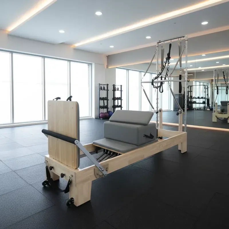 for Durable Oak Pilates Reformer with Half Tower Compact Trapeze Support System