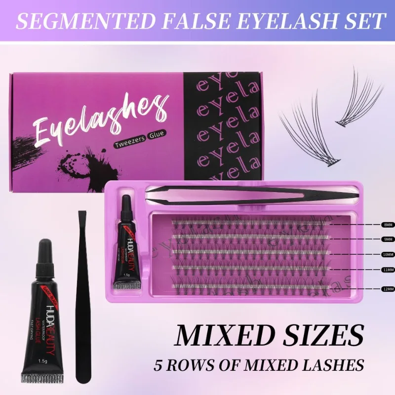 Hot Fusion False Eyelash Single Cluster Extensions Natural Soft Duo Hair Eyelash Set for Everyday Makeup and Dates