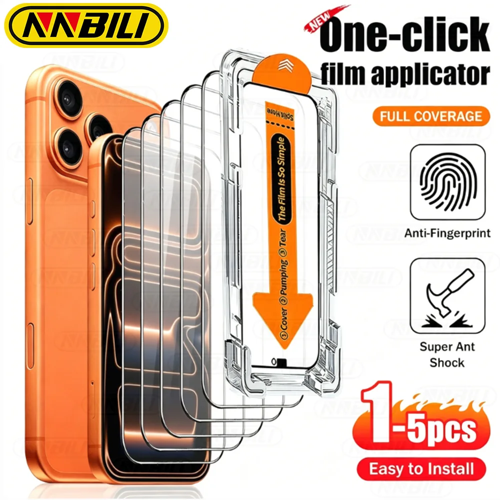 NNBILI 1-5 Stück Hochwertige Gehärtete Glas-Displayschutzfolien mit Montage-Set für iPhone 17 16 15 14 13 12 Pro Max