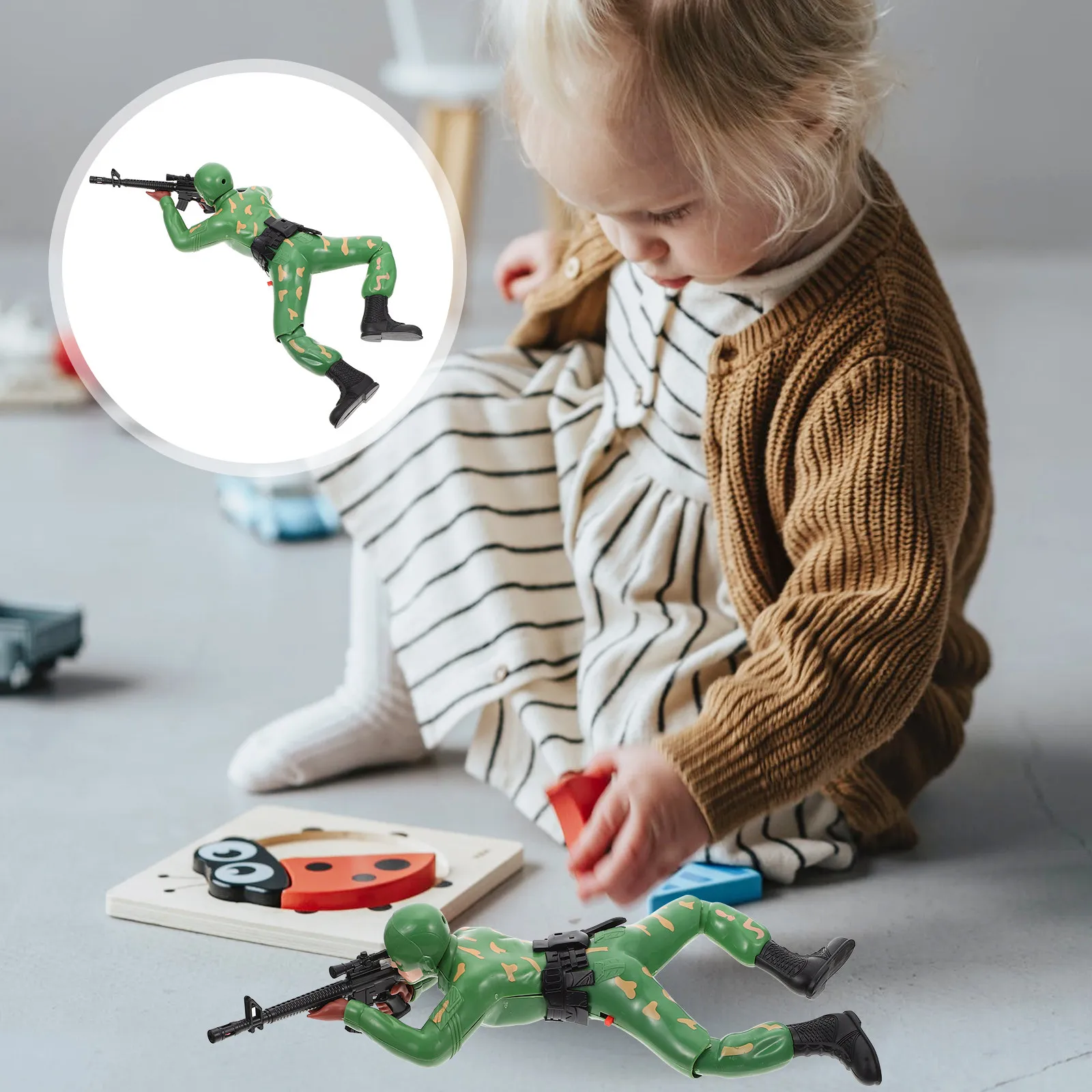 

Электрическая фигурка солдата с функцией ползания, реалистичная военная модель для детей, декоративная.