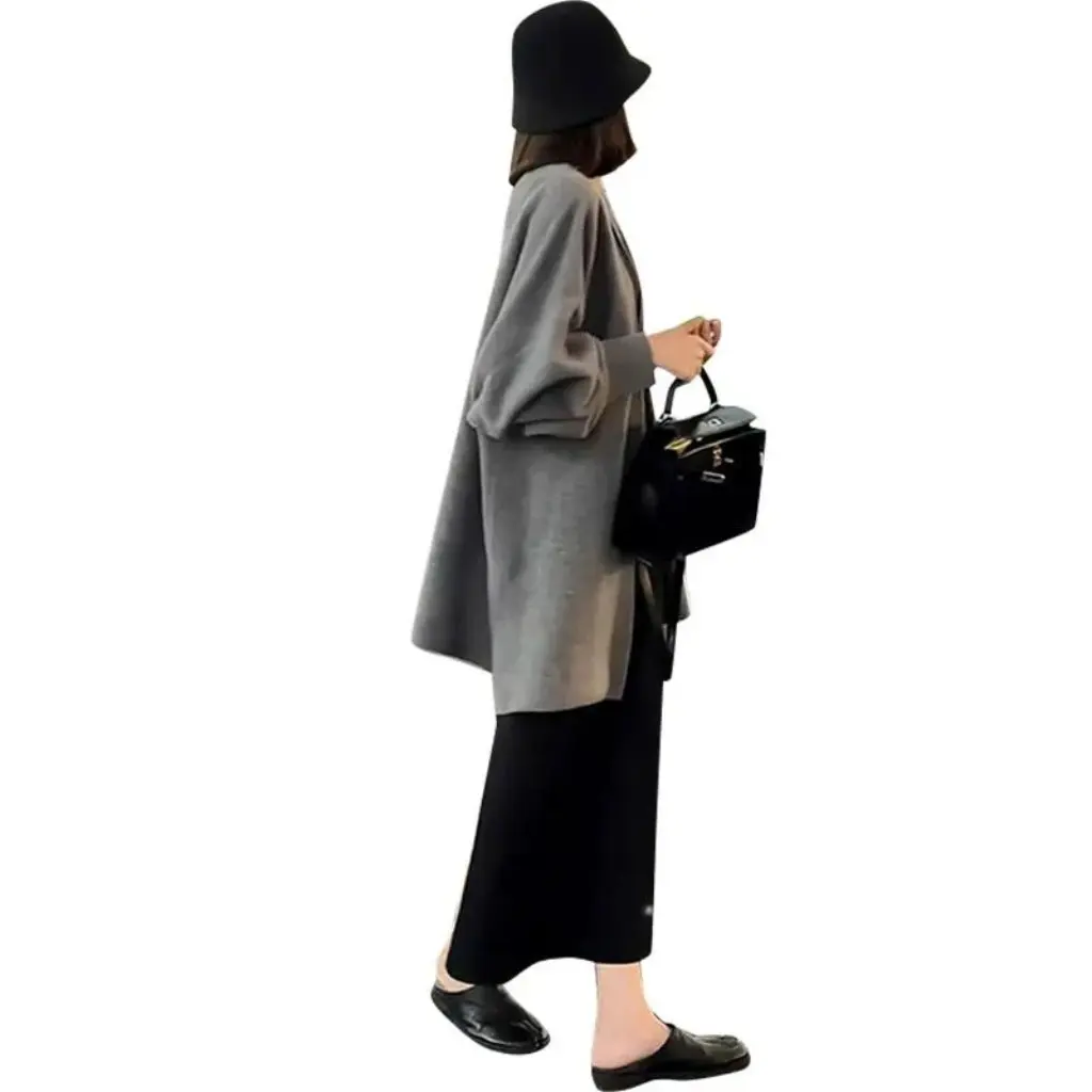 

Серый костюм-свитер для женщин, осенний костюм для холодной релаксации, высококлассный женский темпераментный веер, атмосферный ансамбль на гриле