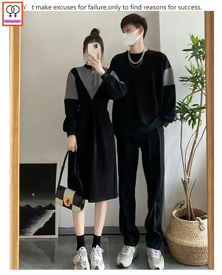 Matching Couple Clothes 2023 Holiday Honeymoon Autumn Outfits Date Girls Boyfriend Female Male Lovers Couple Hoodies Dress