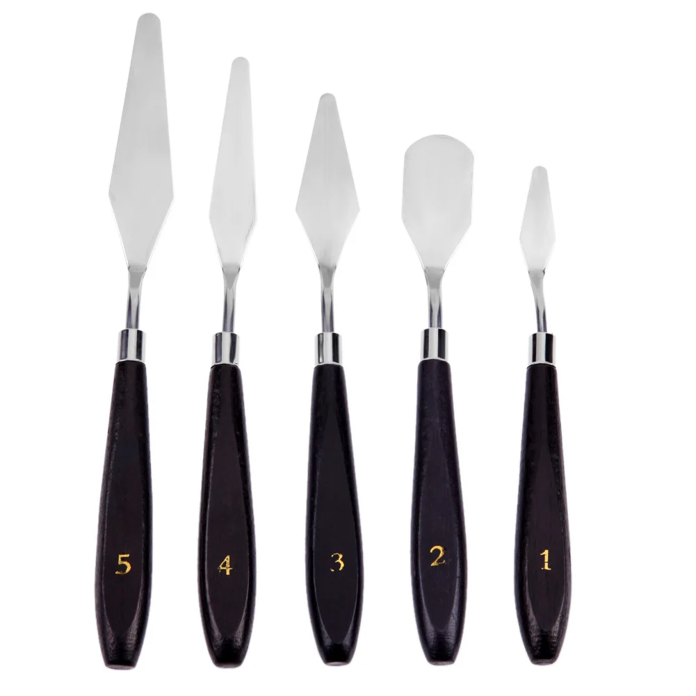 5 قطعة سكين اللوحة ملعقة لوحة الفولاذ المقاوم للصدأ الفنون رسم شفرات أطقم الغواش الطلاء الحرفية لوازم لقماش الفنان