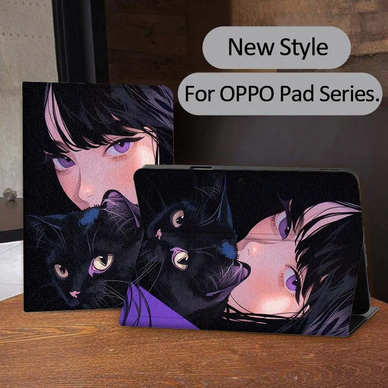 

Cartoon Beautiful Girl Art Tablet Case For OPPO Pad 2 3 4 11 SE X Air 2 Neo Pro 12.1 10.36 11 11.4 13.2 Inch