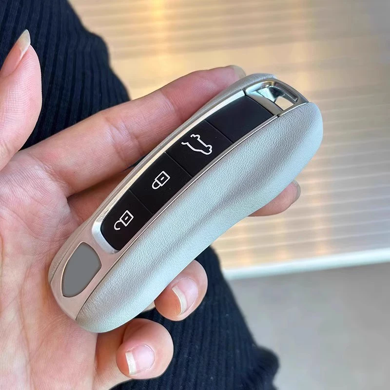 

Чехол для автомобильного ключа из натуральной кожи для Porsche Macan, Cayenne, Panamera, Taycan, Boxster, 718/911, чехол-брелок, защитный корпус для ключа с дистанционным управлением