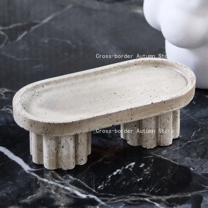 Wabi Sandy Wind Small Tray, Household Goods Storage Tall Fruit Plate Ornament, Dining Table Entrance Ornament