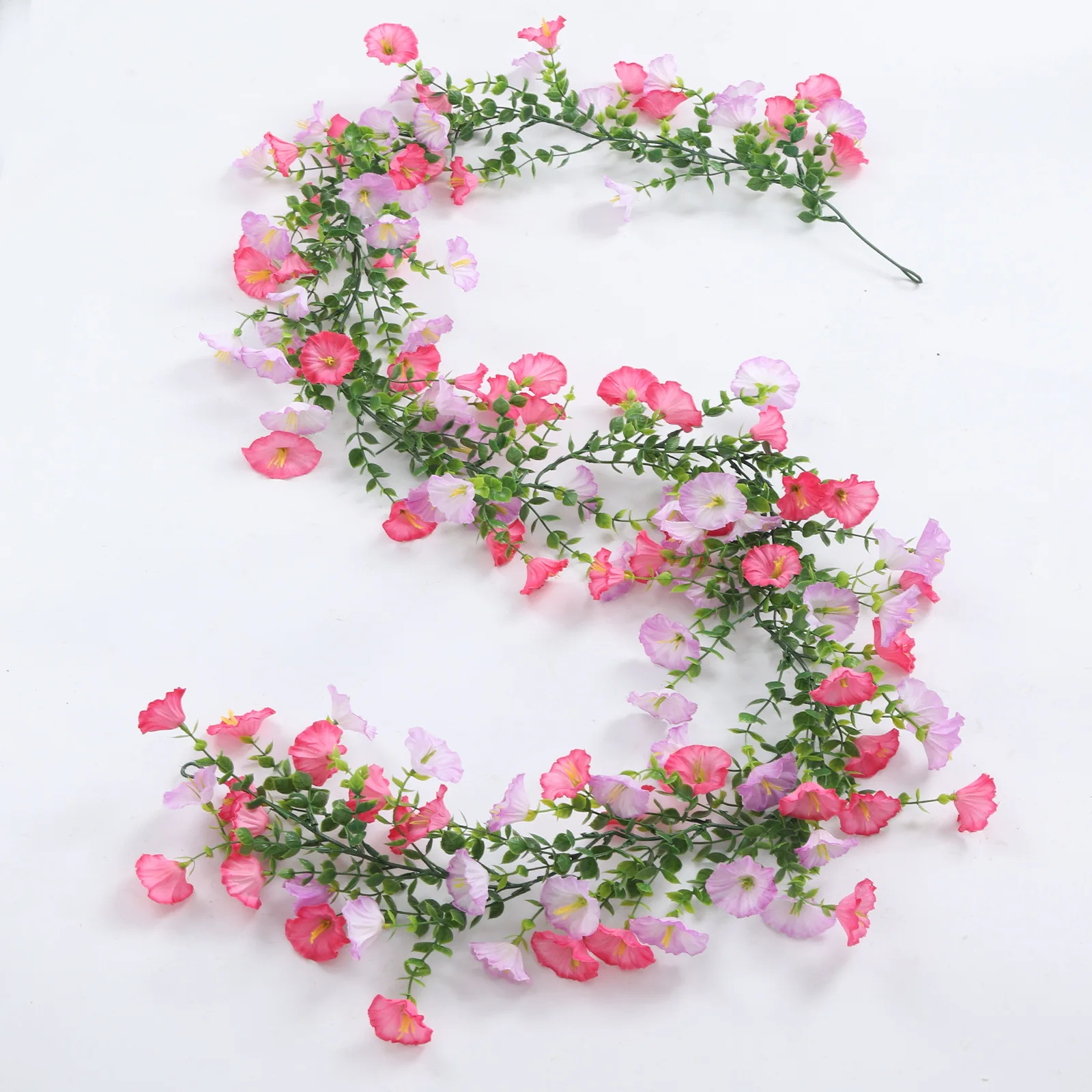 Simulated Eucalyptus Fake Flower Violet Trumpet Flower Green Plant Home Hotel Arch Decoration Wedding Party Wall Decoration