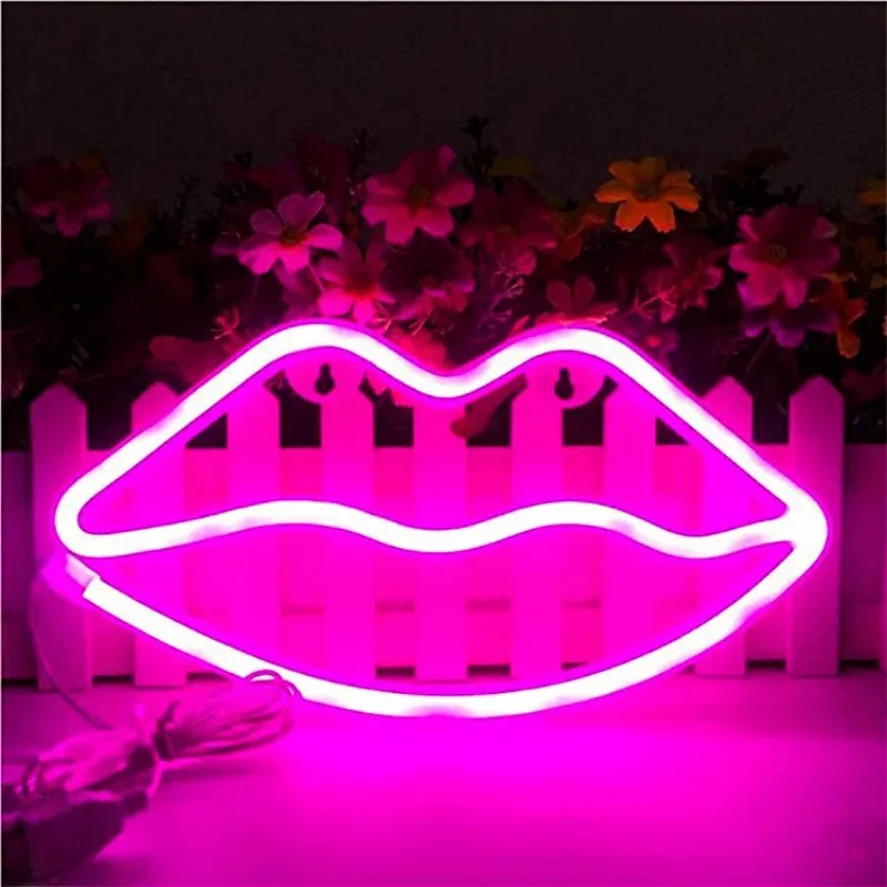 

XYXP LED Neon Sign Night Lights Flamingo/lips Unique Design Soft Light Wall Decor Lamp For Christmas Wedding Party Kids Room