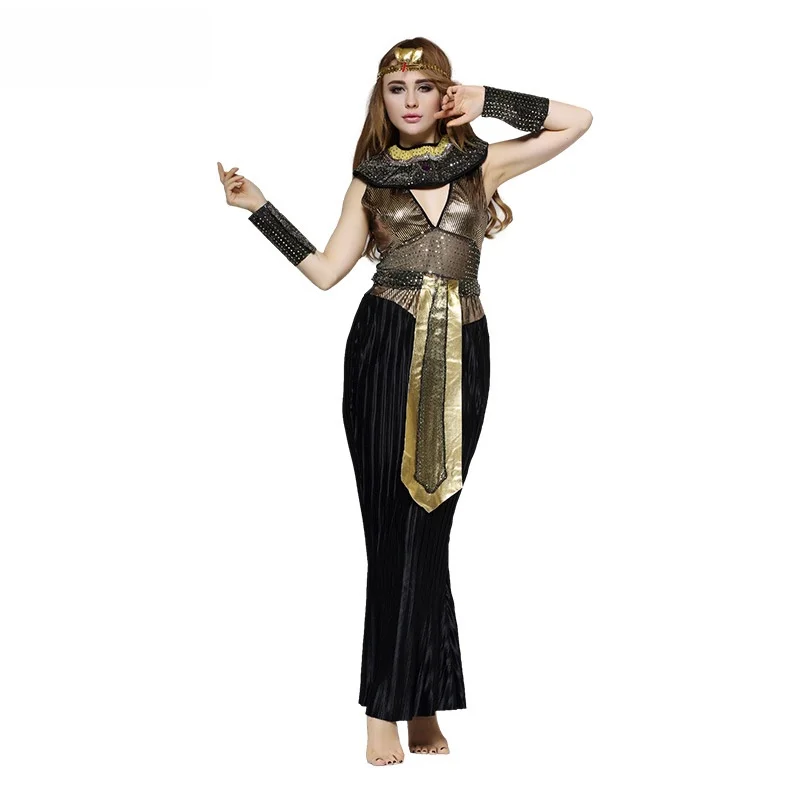 Adult Women's Gold Costume loween Cosplay Performance Clothes Masquerade Ball Role-plang Queen Clothes Stage Costume