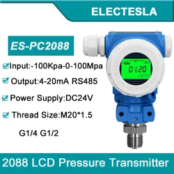 2088 Pressure Transmitter Sensor 4-20mA RS485 Output LCD Display Water Pressure Hydraulic Oil Pressure Vacuum Pneumatic Pressure