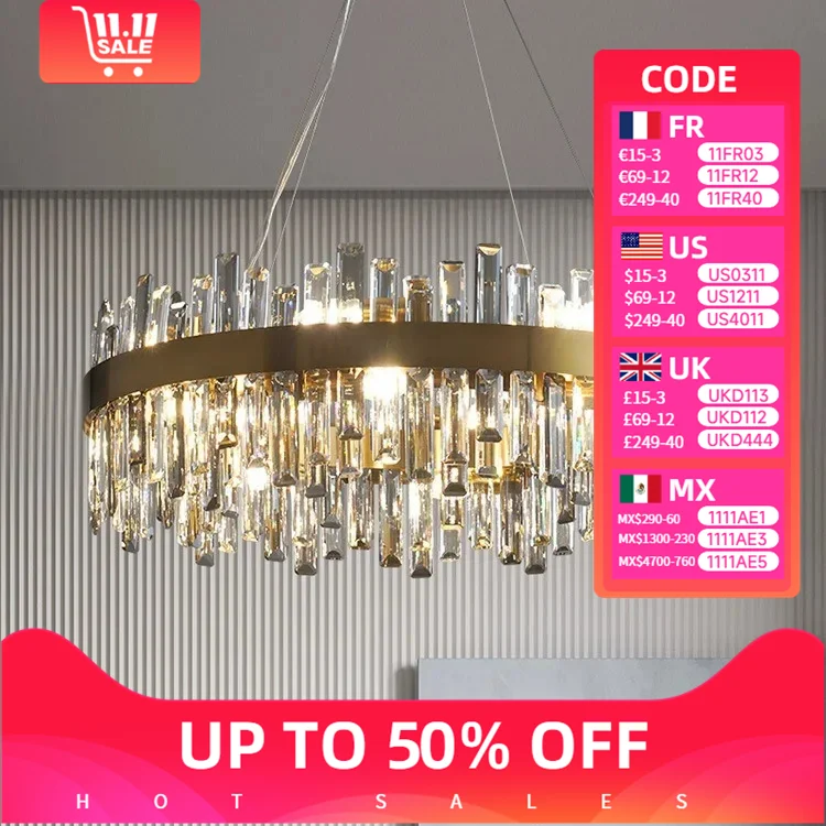 

Modern Luxury Crystal Ring Hanging Light for Living Room Bedroom Kitchen Led Pendant Ceiling Light Chandelier Home Decor Lampara