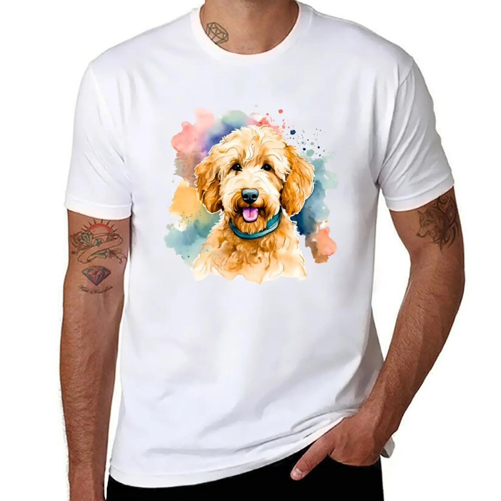 

Cute Goldendoodle Watercolor T-shirt Blouse cute tops plain white t shirts men