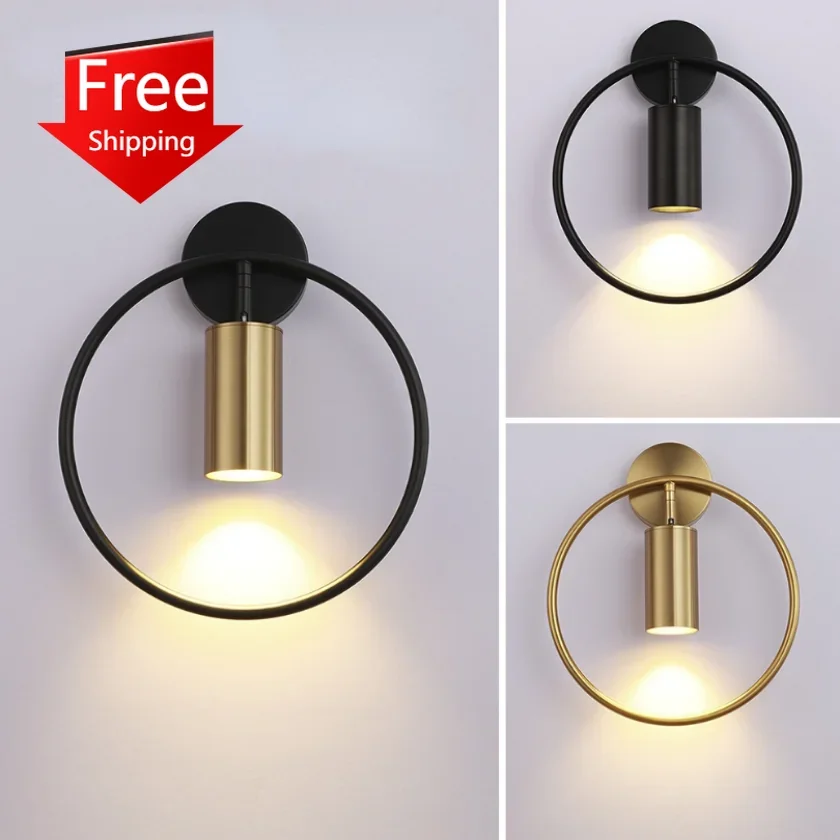 

Led Wall Lamp Spotlight Modern Sconce Lights Ring Living Room Bedroom Bedside Hotel Minimalist Background Fixtures Lighting Home