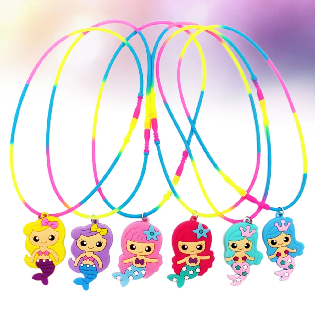 

6 Pcs Mermaid Necklace Kids Playthings Party Favors Gift Creative Toys Children Colorful