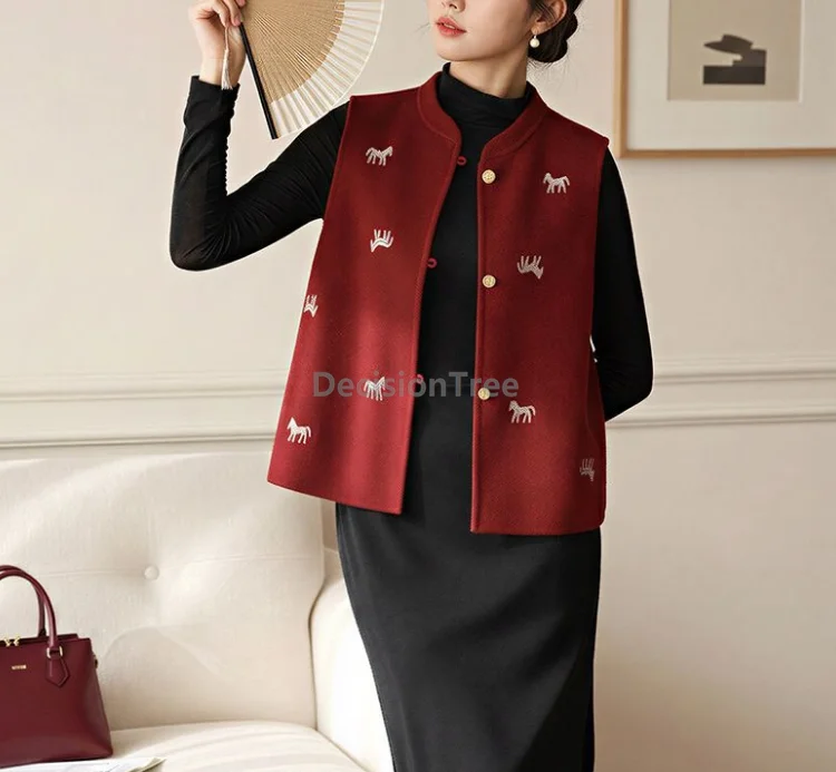 

Vintage design chinese Spring Festival vest improved autumn winter qipao vest fashionable single-breasted red temperament top