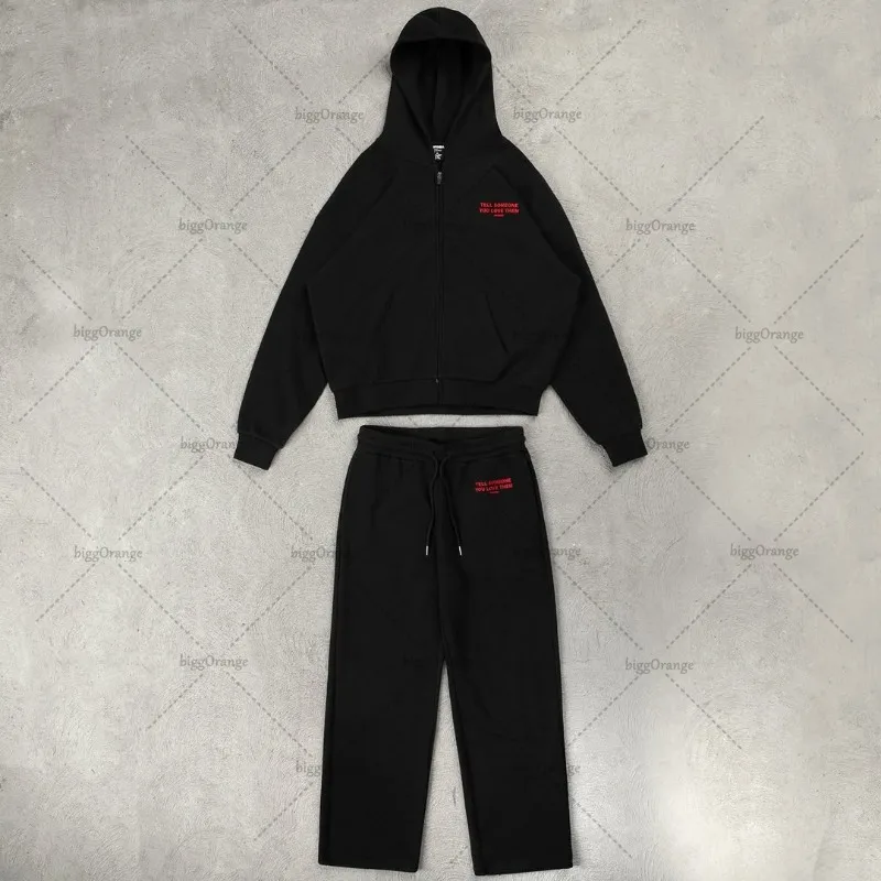 

New American Trendy Streetwear Sports Suit Harajuku Retro Letter Print Zipper Hoodie Men Gothic Punk Casual Oversized Sweatshirt