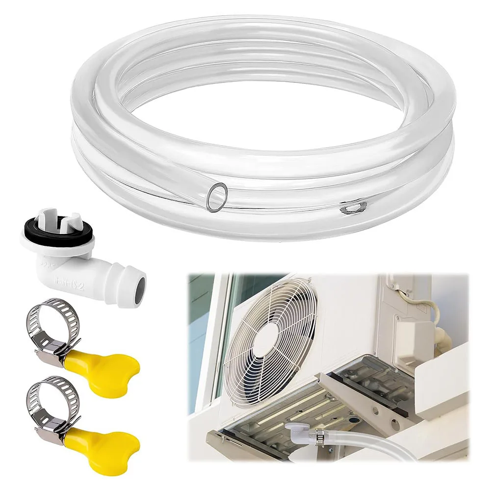 3/6ft Air Conditioner Drain Hose Kit AC Drain Pipe With Connector And Clamps For Home Office Cooling Air Conditioner Drain Kit