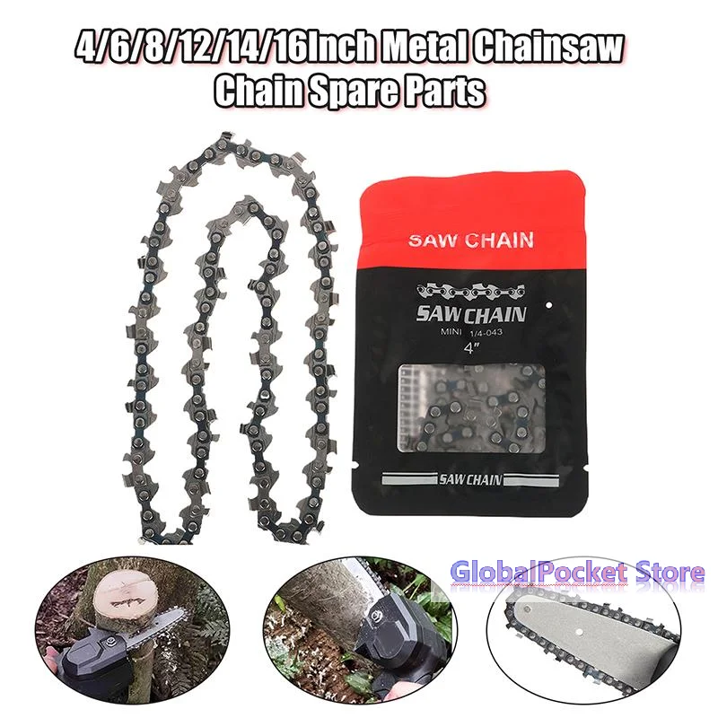 4/6/8/12/14/16 Inch Metal Chainsaw Chain Spare Parts Link Chainsaw Saw Chain Blade For Electric Saw Accessories Wood Cutting
