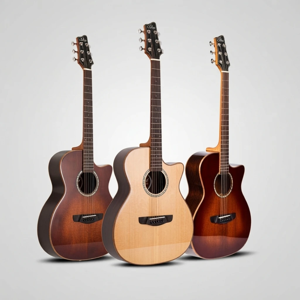 Acoustic Cutaway Folk Guitar,Solid Spruce Top Mahogany Back,Rosewood Fretboard Gloss Multi‑Finishes For Entry‑Level Players