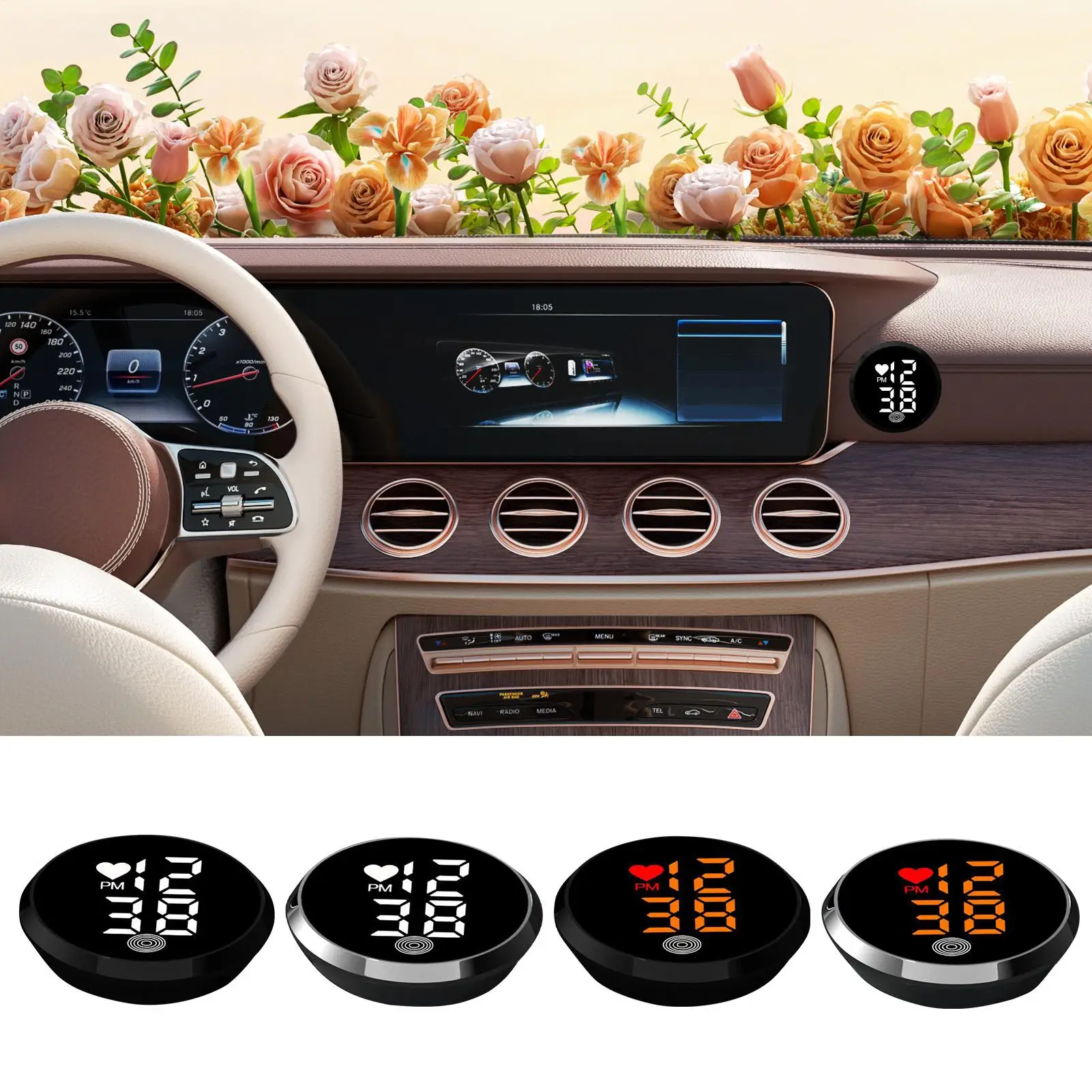 

Dashboard Clocks For Vehicles Automotive Adhesive Digital Clocks LED Time Display Watch Stick On For Motorcycle Car Bike Truck