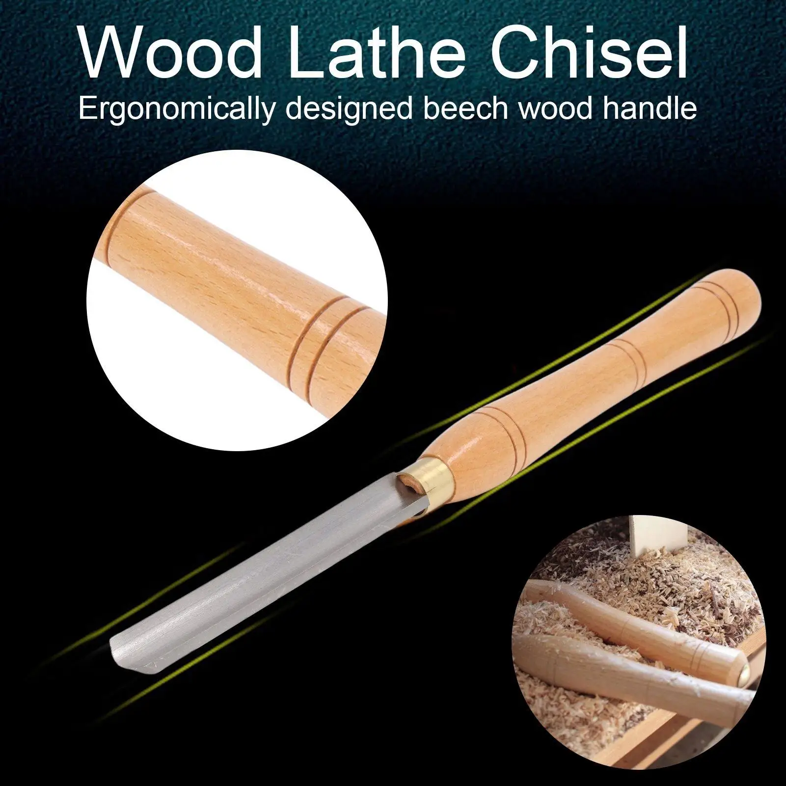 Wood Lathe Chisel with Beach Handle - HSS Inner Arc Blade Turning Tool for woodworking Accessories