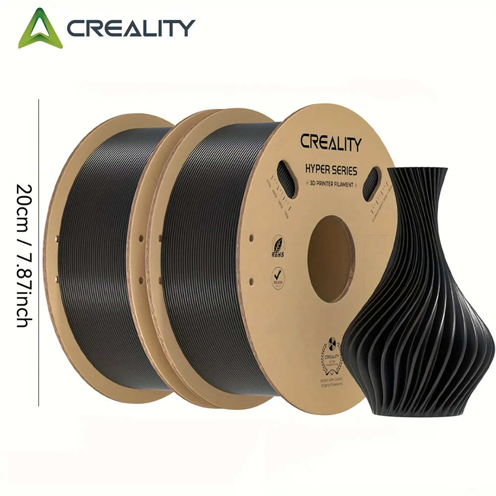 

Filament Creality Hyper PLA, 2 шт., черный, 1,75 мм, 30-600 мм/с, высокая скорость ​ ​ 3D-принтер Точность размеров +/-0,02 мм