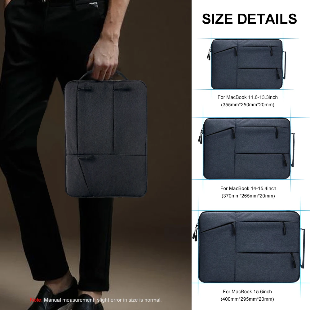 Laptop Sleeve Case for Macbook Air Pro 12 13 14 15 15.4 15.6 16 inch Waterproof Pouch Computer Handbag for Lenovo Dell HP Huawei