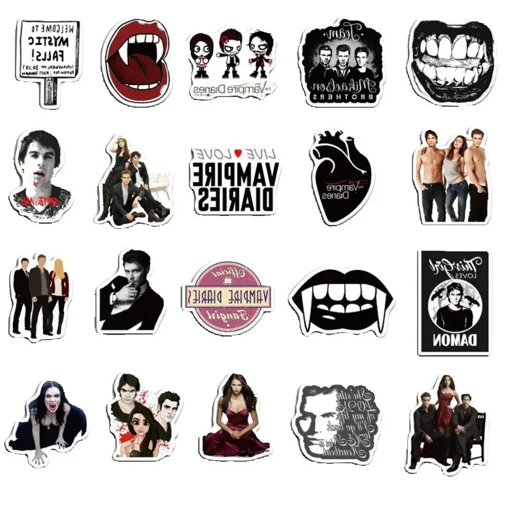 50 قطعة من ملصقات الكمبيوتر المحمول ذات المسلسل التلفزيوني الأمريكي الكلاسيكي لمصاصي الدماء والمذكرات #6