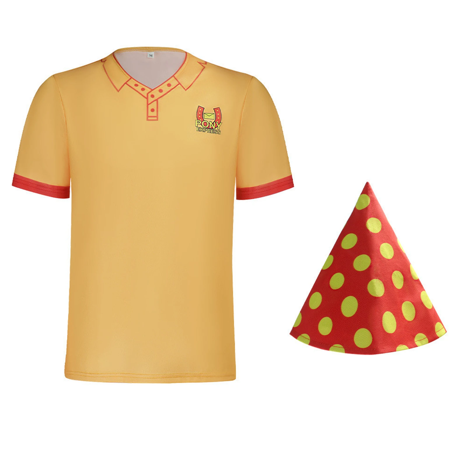 

Swansea Cosplay Costume Game Freight Men Women Yellow T Shirts With Hats Halloween Carnival Party Uniforms