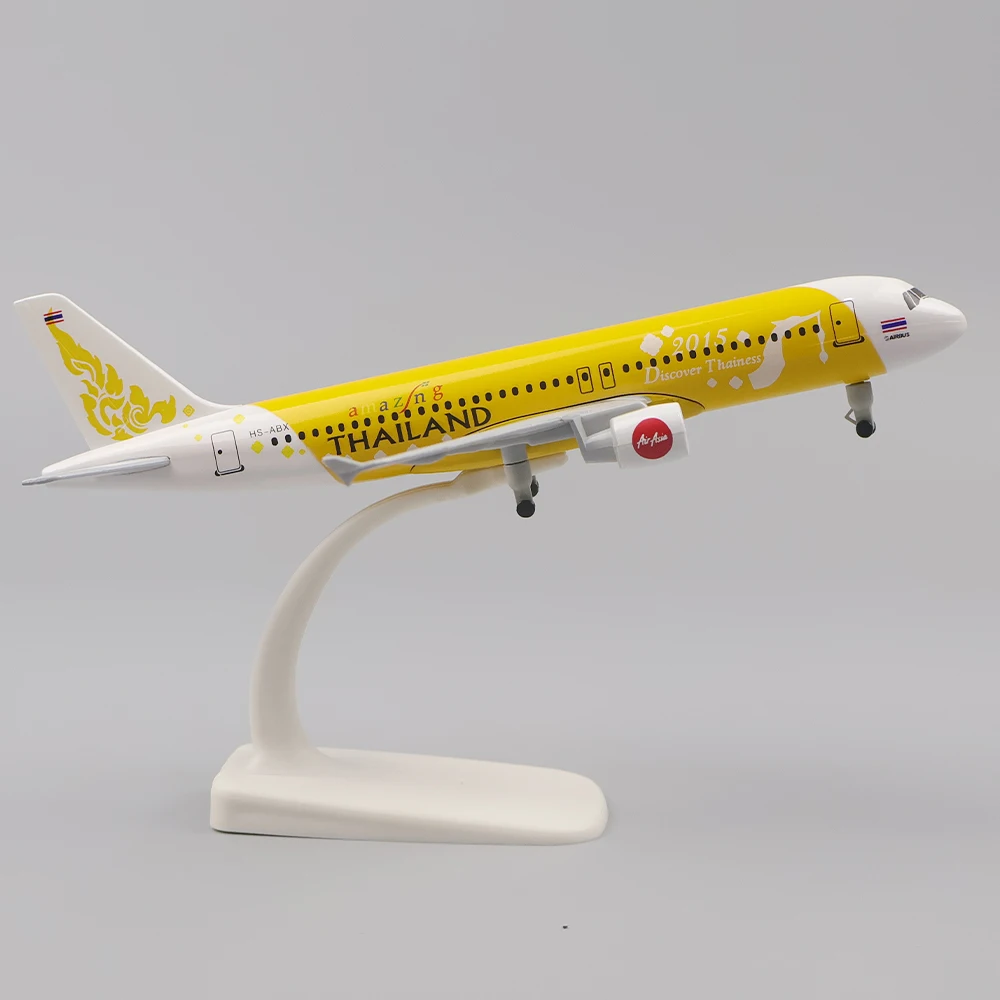 Metal Aircraft Model 20cm 1:400 Thai Yellow A320 Metal Replica Alloy Material With Landing Gear Children's Toys Birthday Gift