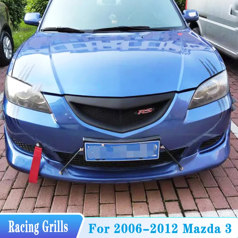 

For 2006-2012 Mazda 3 Sedan Racing Grills Front Bumper Car Grille Full Star Racing Grills ABS Plastic Tuning BodyKit Accessories