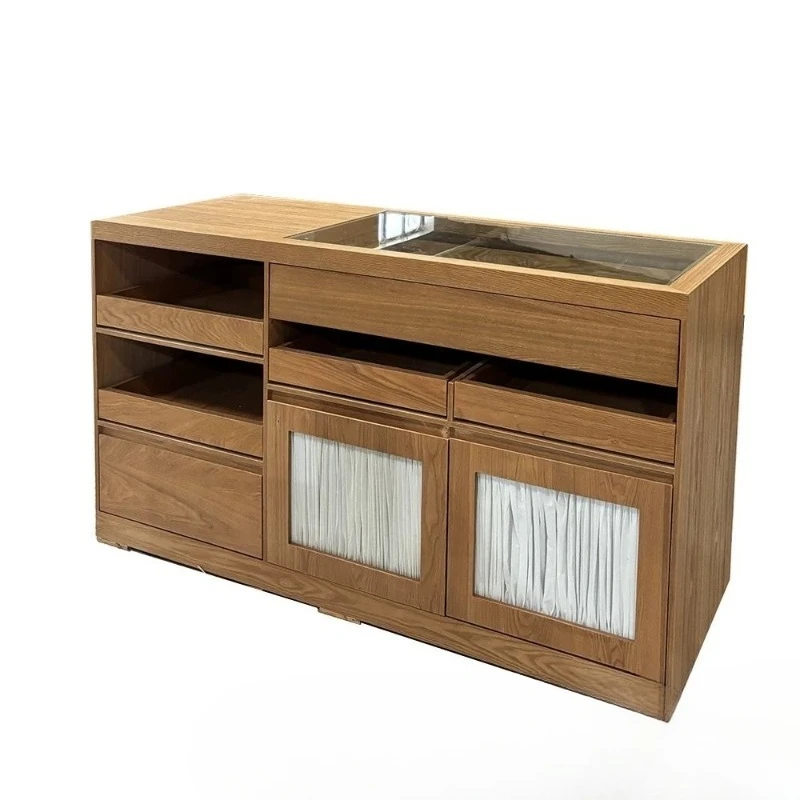 

Nakajima Display Desk Side Cabinet Solid Wood Front Desk Checout page Reception Bar