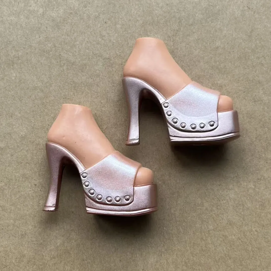 Scarpe Classiche per Bambole da Ballo 2001 con Tacco Spesso, Collezione Rara, Stivali e Sandali per Bambole, Marrone, Nero, Rosso, Argento, Beige, Decorazioni per Bambole