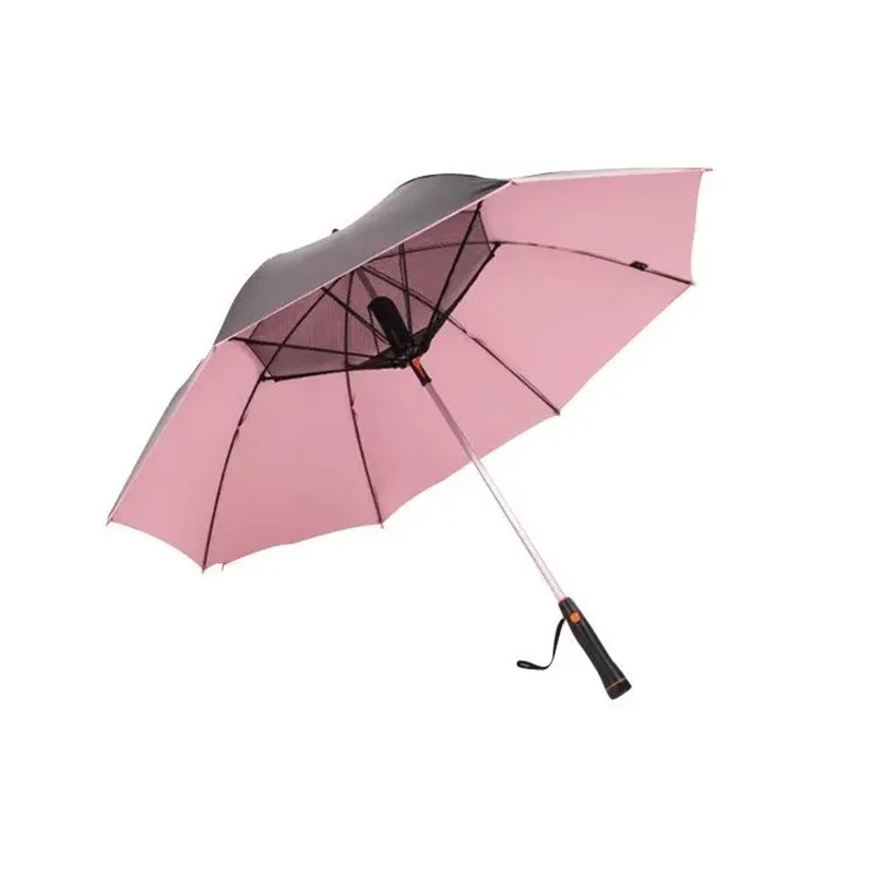 Creative Summer Umbrella with Fan Cool as Spring Long Handle Sunny Rainy UV-proof Umbrella for Men Women Parasol Outdoor Beach