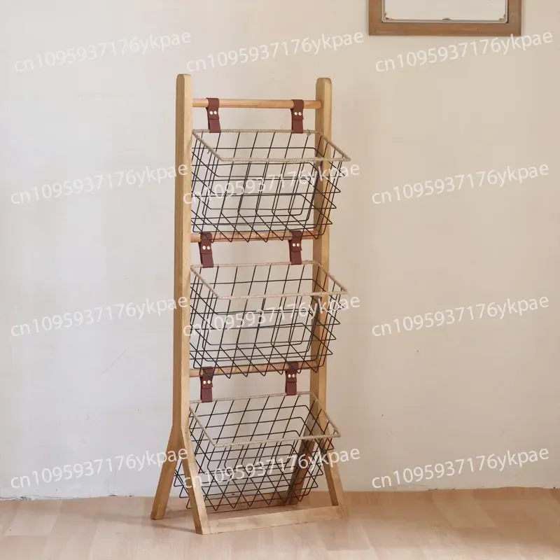 Floor-to-ceiling Creative Shelves Household Solid Wood Shelves Multi-layer Toy Storage and Finishing Shelves Living Room Book