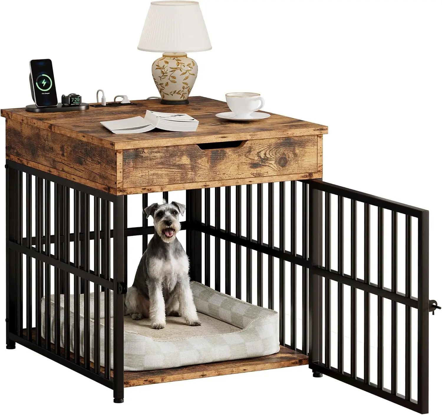 Dog Crate Furniture for Small Dogs, Rustic Brown